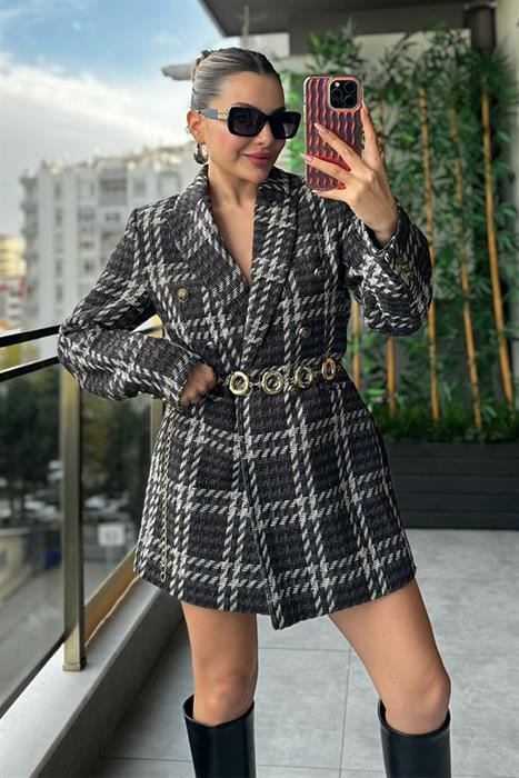 Female Ekose Detaylı Blazer Ceket