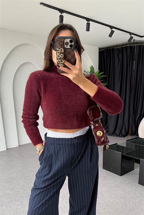 Femme Bordo Yumoş Kazak