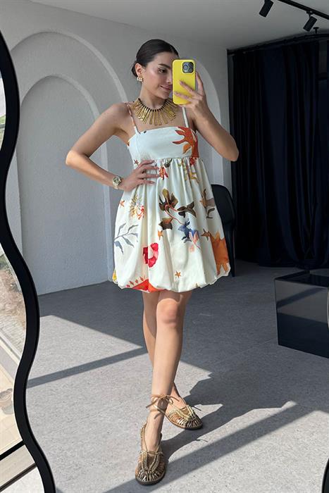 Feronia Askılı Balon Elbise 