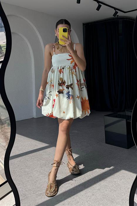 Feronia Askılı Balon Elbise 