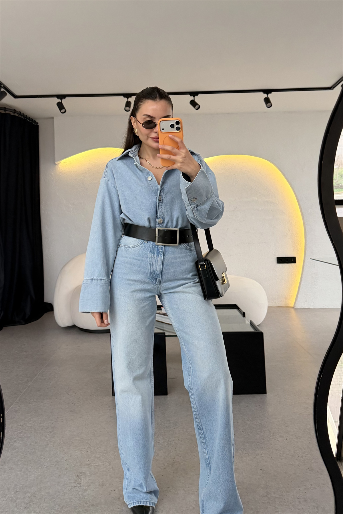 Fierce Lightblue Yüksek Bel Wide Leg Jean