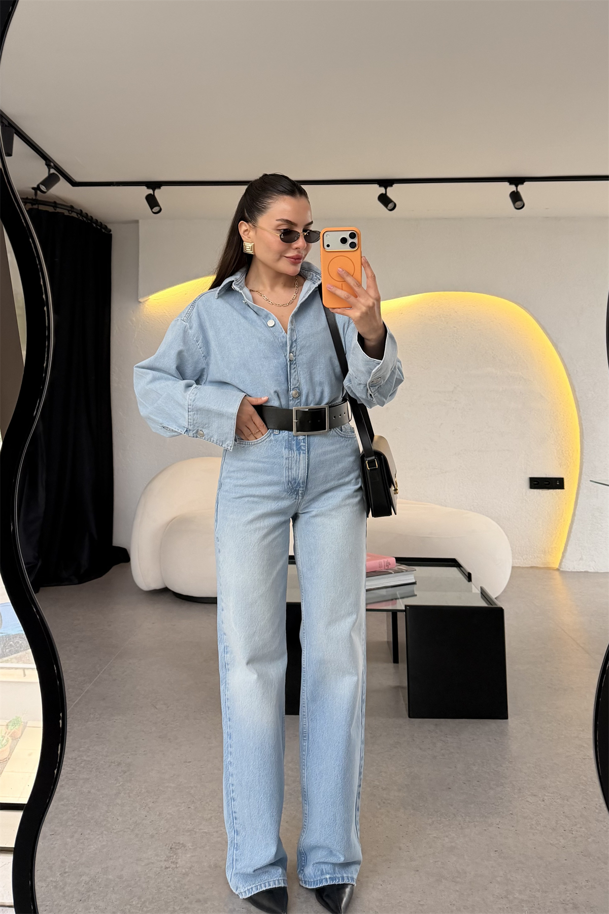 Fierce Lightblue Yüksek Bel Wide Leg Jean