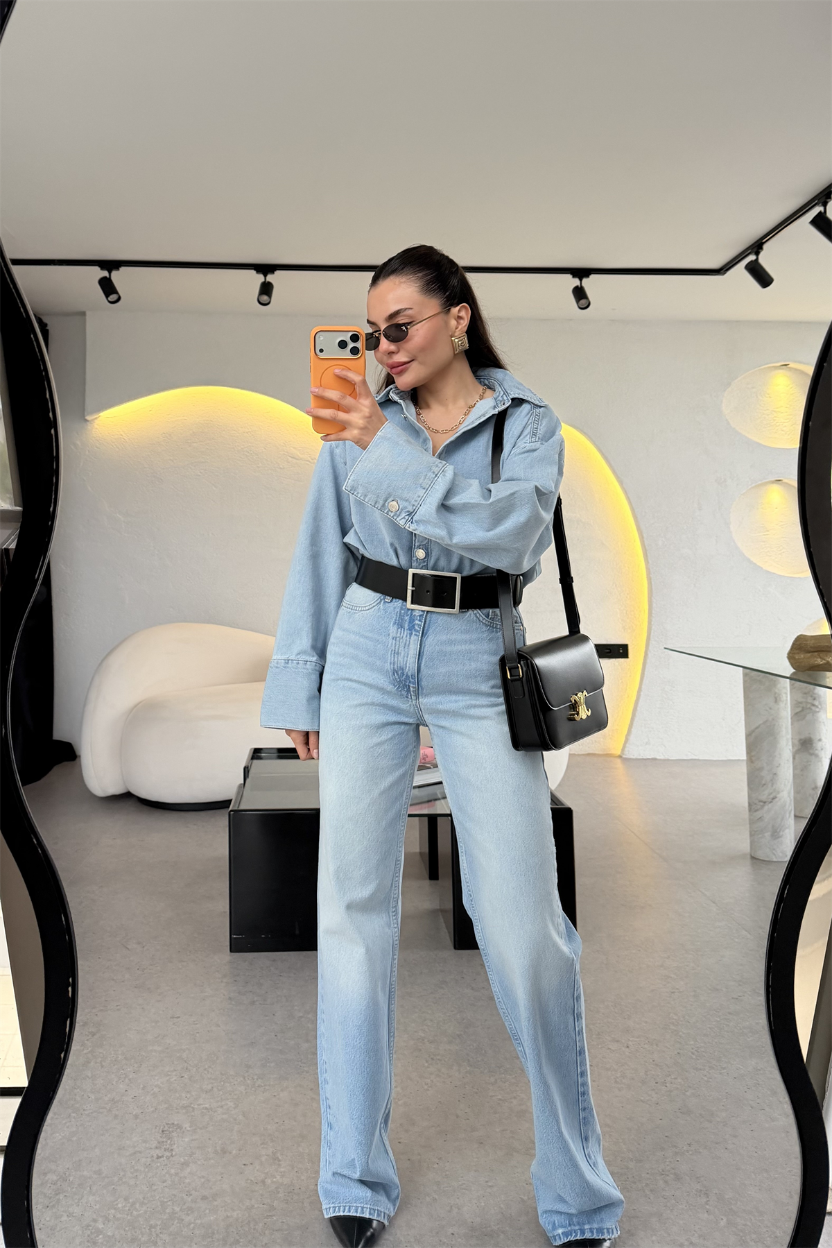 Fierce Lightblue Yüksek Bel Wide Leg Jean