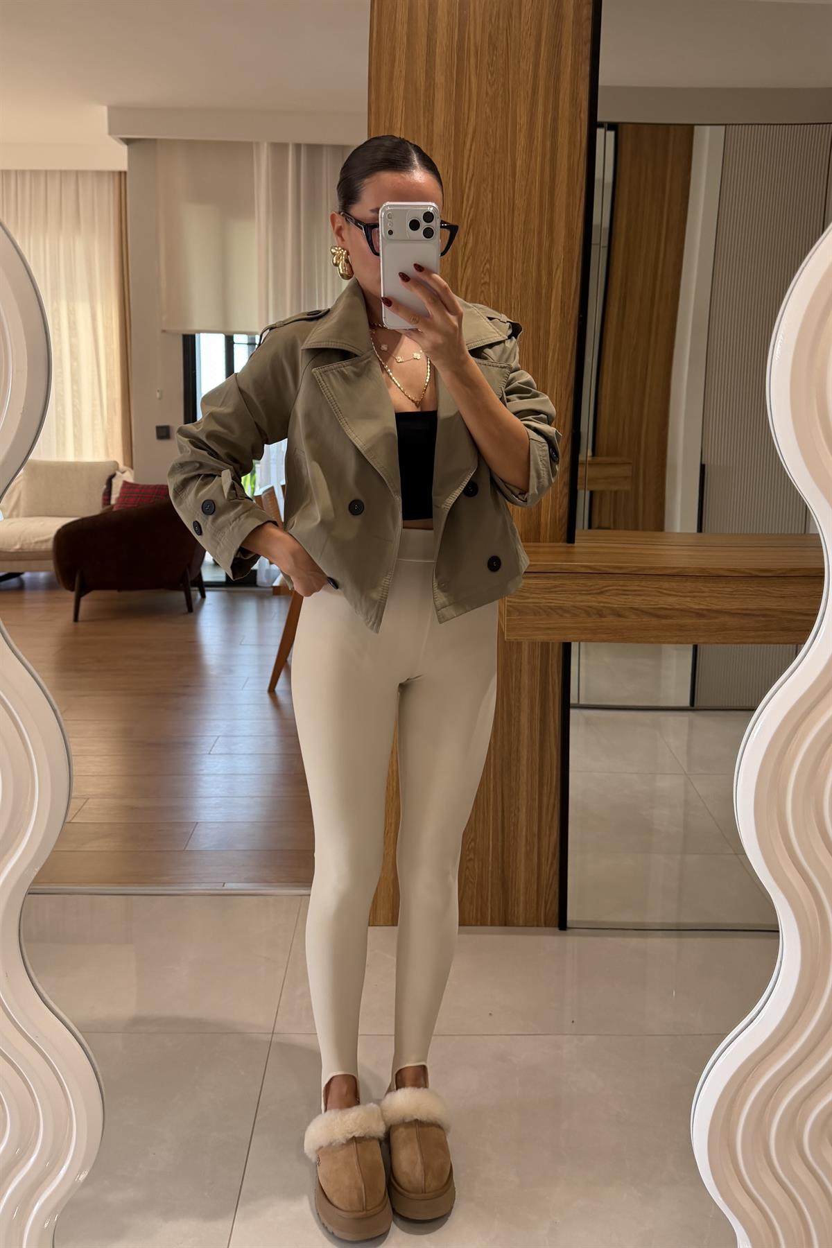 Finex Haki Kısa Boy Trençkot