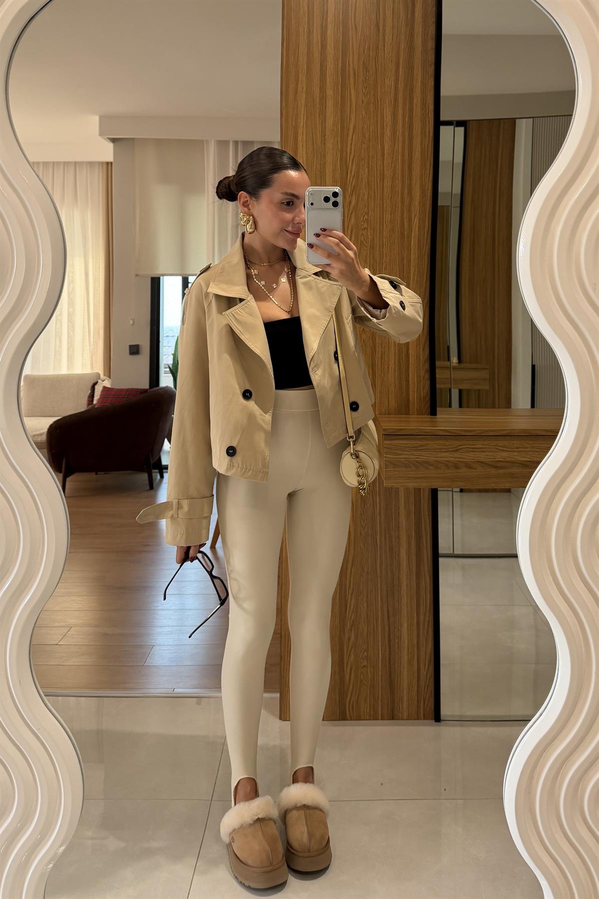 Finex Karamel Kısa Boy Trençkot