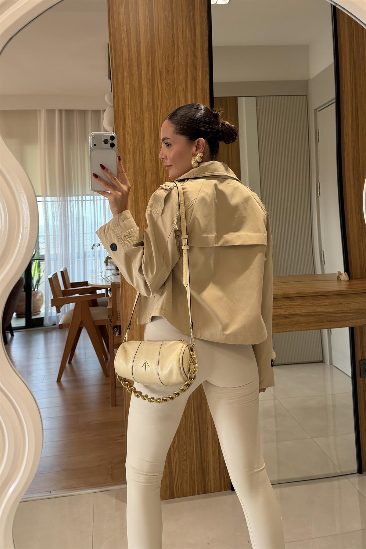 Finex Karamel Kısa Boy Trençkot