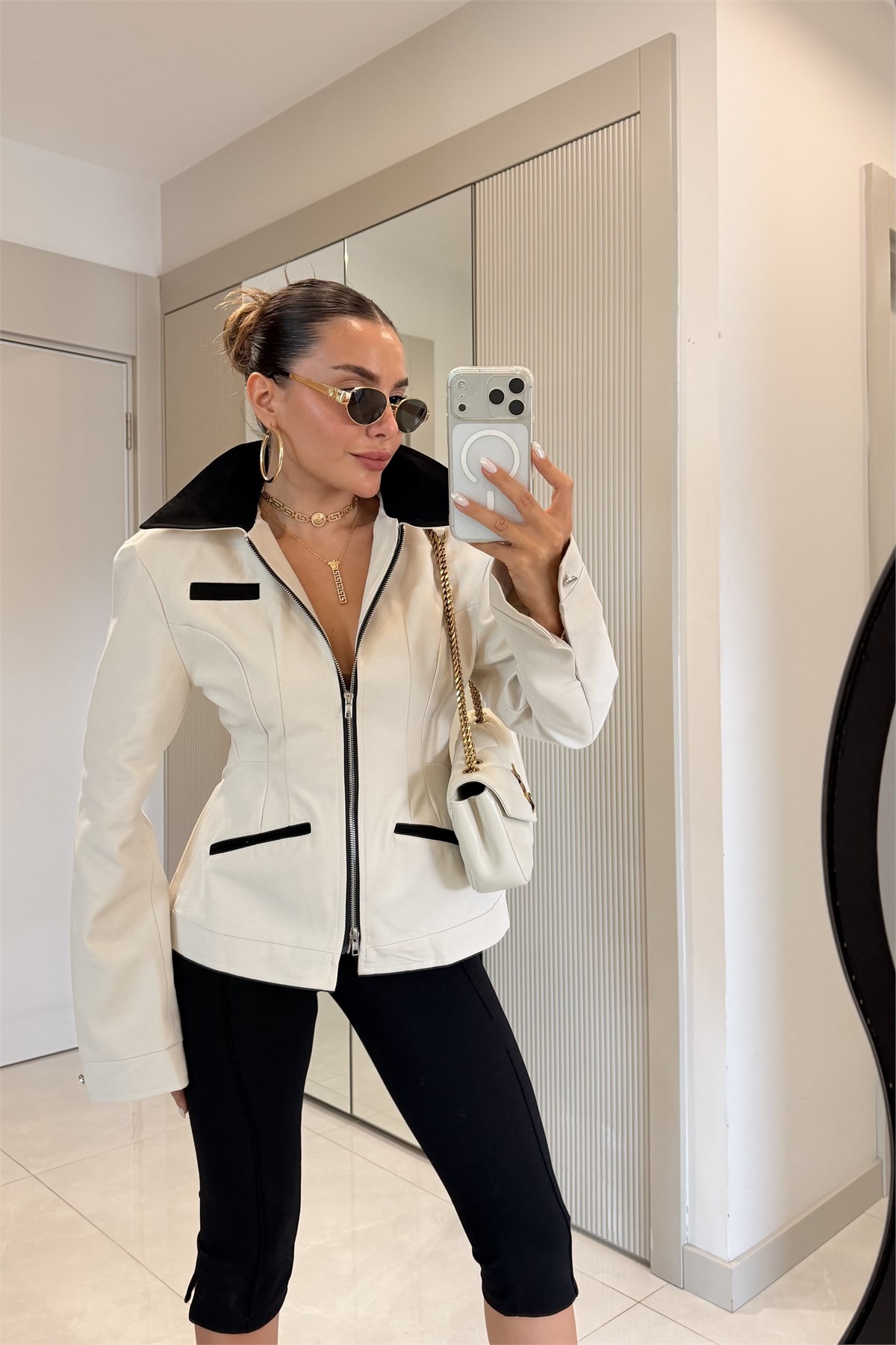 Flato Taş Fermuarlı Premium Kalıp Vatkalı Ceket