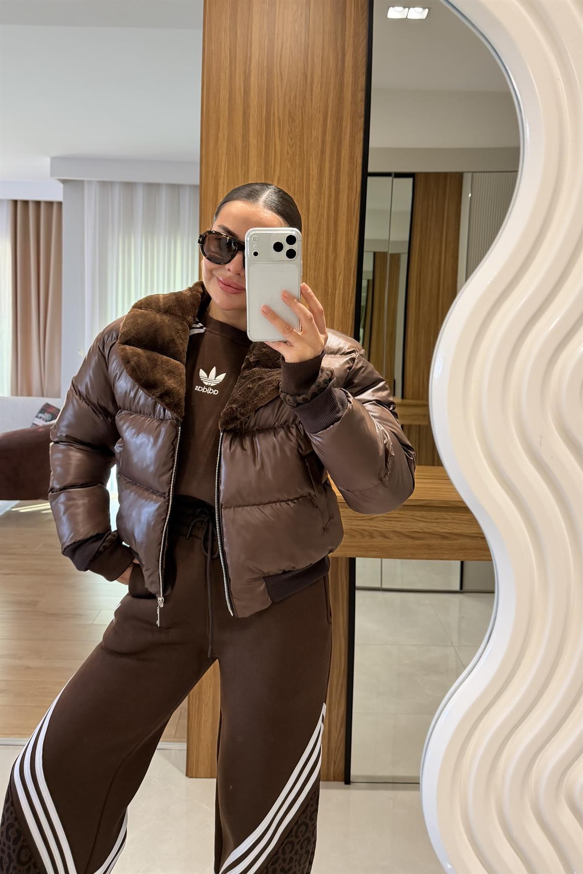 Flayde Kahve Yumuşak Yakalı Mont