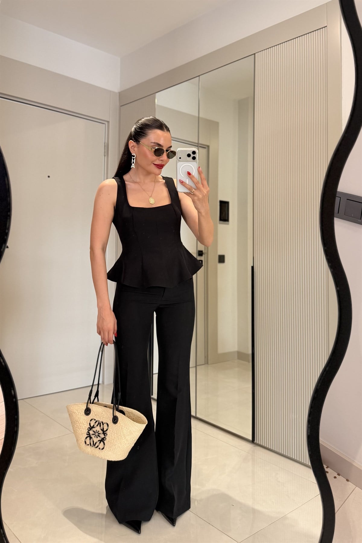 Flera Siyah Premium Bluz Pantolon Takım