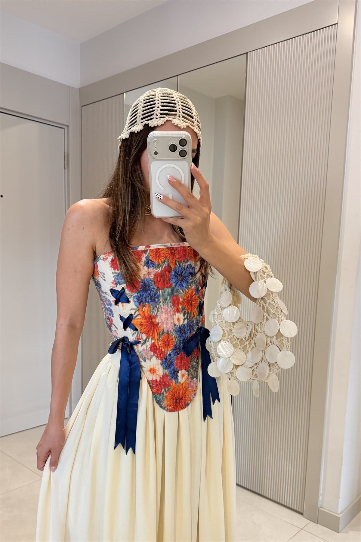 Flower Vintage Çiçek Baskılı Korse Büstiyer 