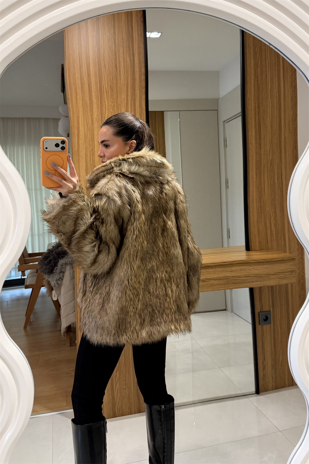 Foxe Kahve Geçişli Kürk