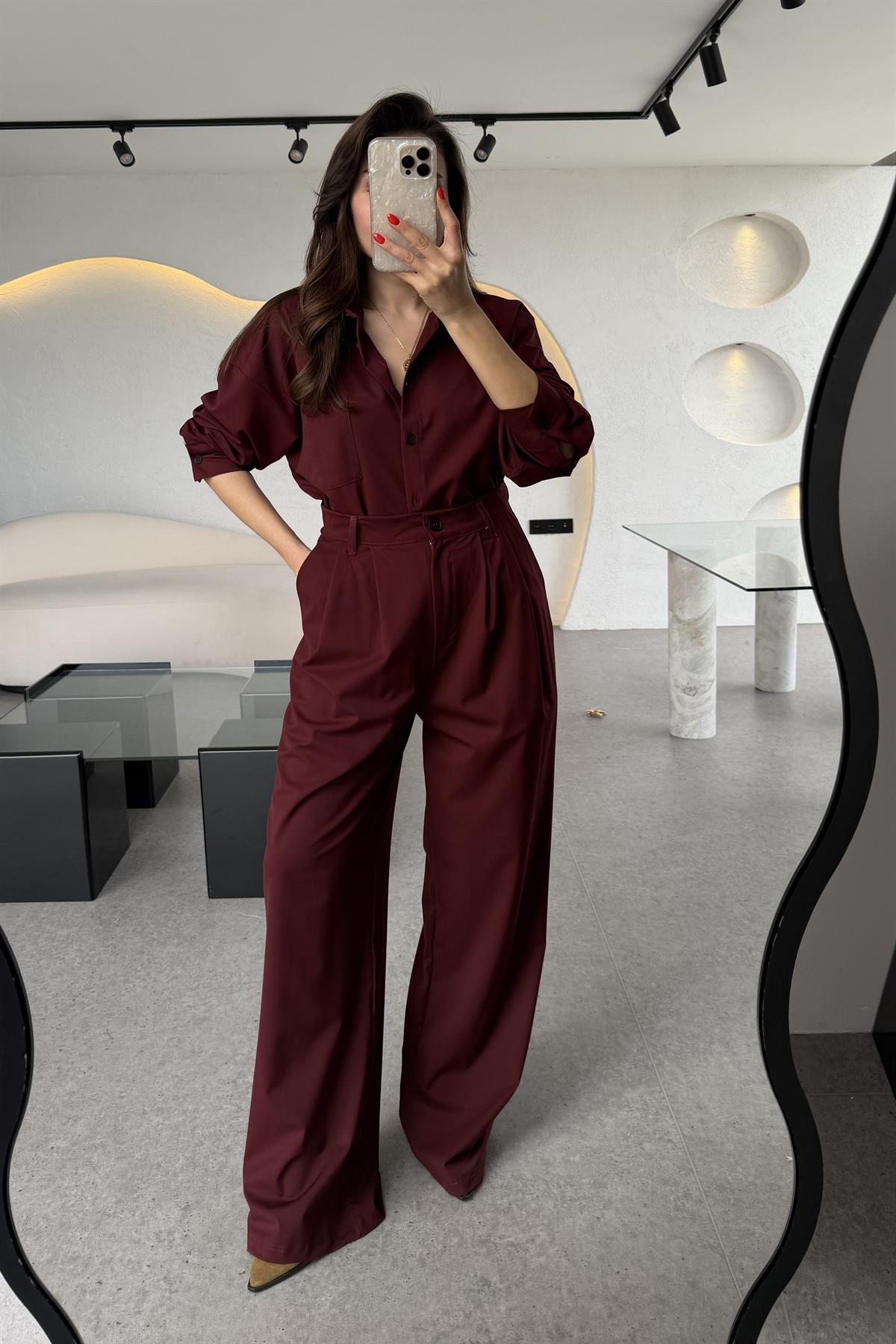 Fragile Bordo Gömlekli Takım