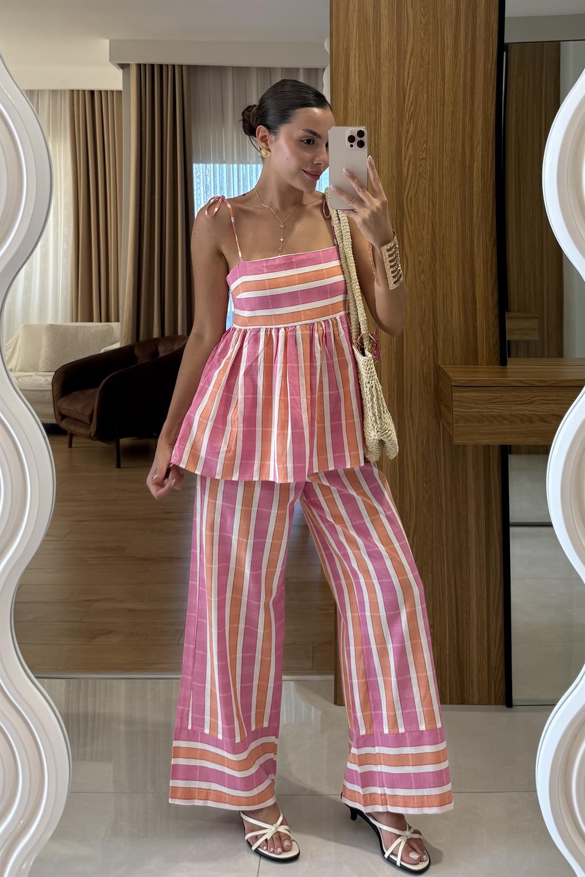 Francy Çizgili Renkli Bluz 