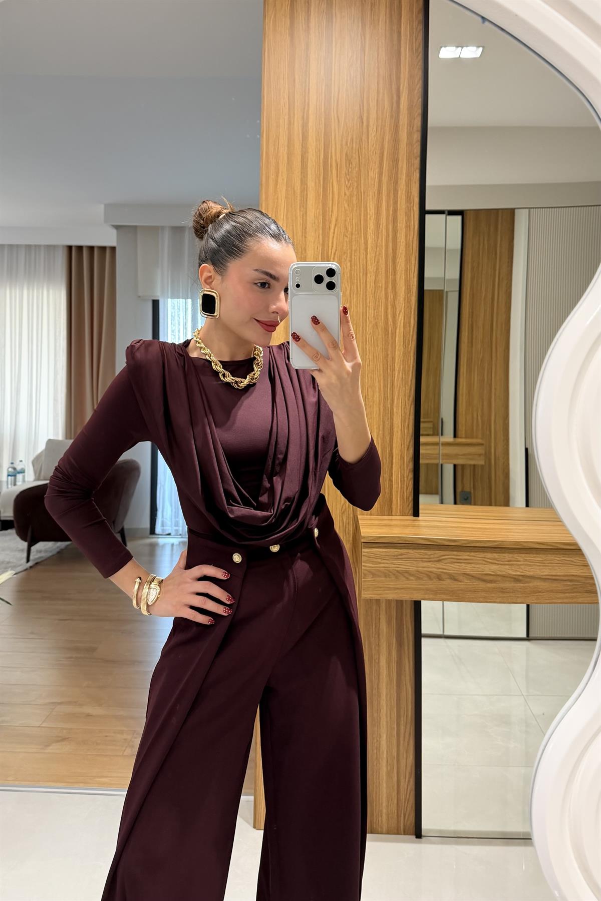 Franke Bordo Vatkalı Dökümlü Bluz