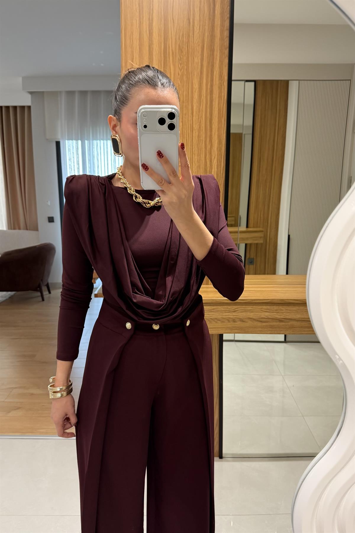 Franke Bordo Vatkalı Dökümlü Bluz