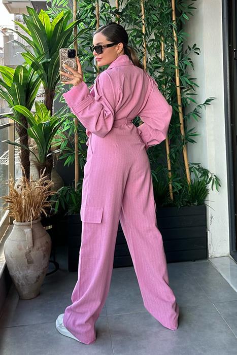 Frankie Pembe Çizgili Palazzo Pantolon