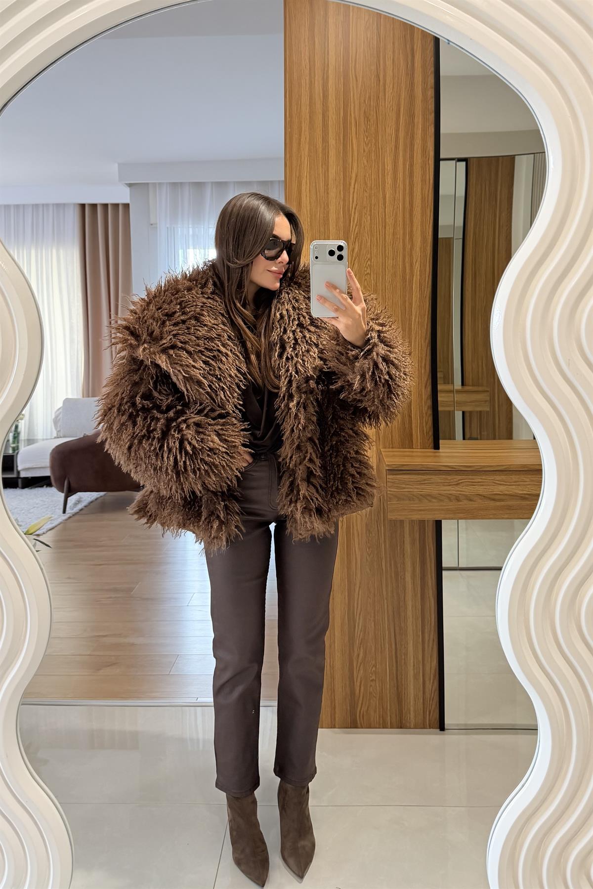 Fredy Kahve Mum Kaplama Mom Pantolon 