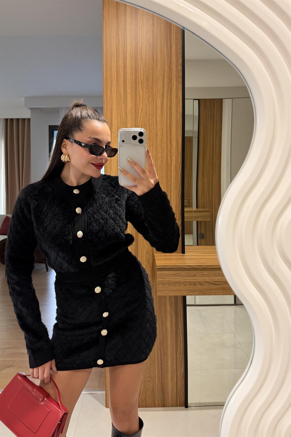 Froma Siyah Dokulu Triko Takım