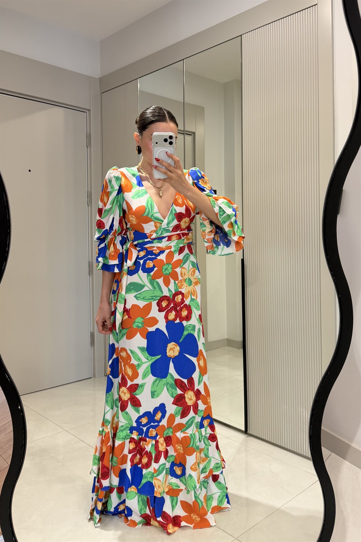 Fuente Renkli Çiçek Desenli Elbise