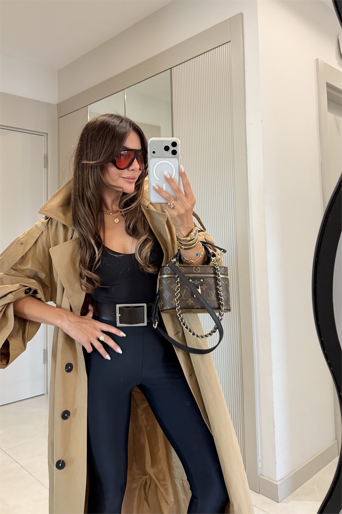 Funs Camel Kuşaklı Premium Oversize Trenç