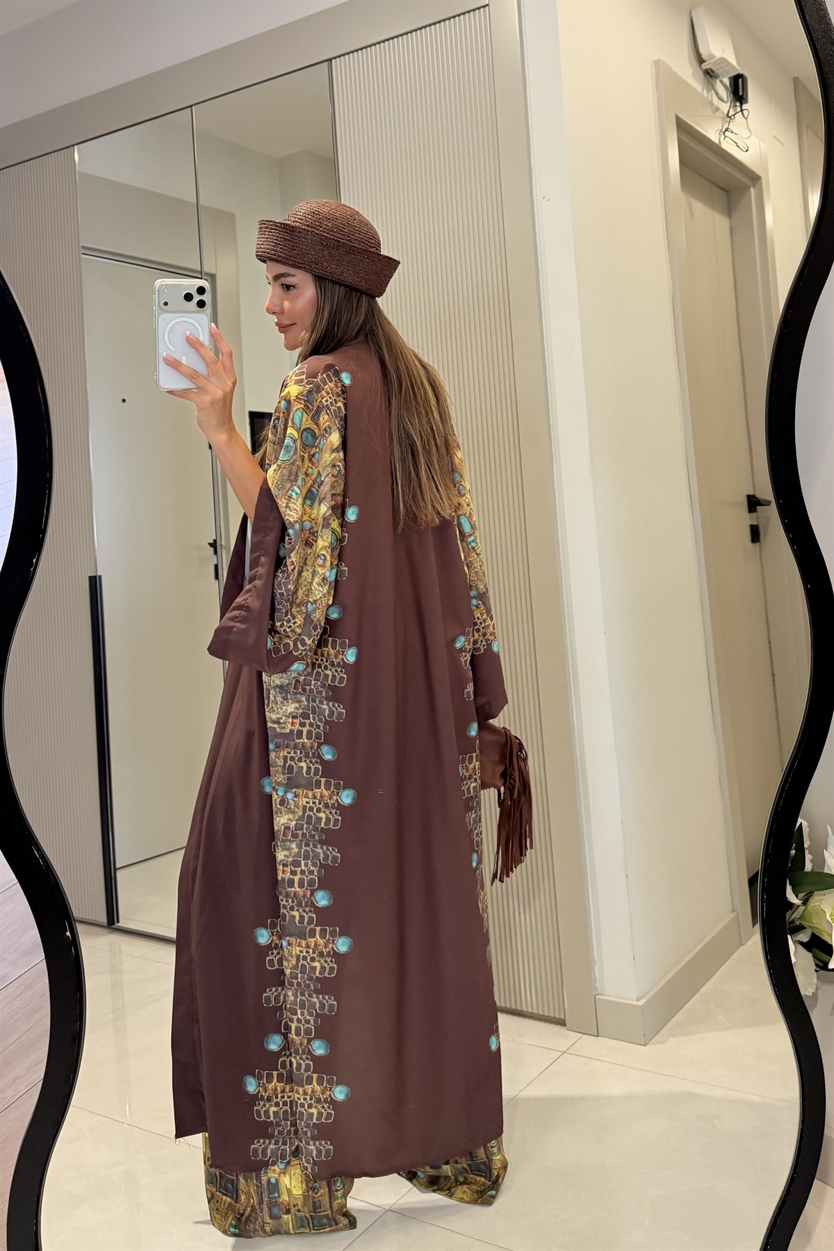 Gabriel Bohem Desenli Üçlü Kimono Pantolon Büstiyer Takım
