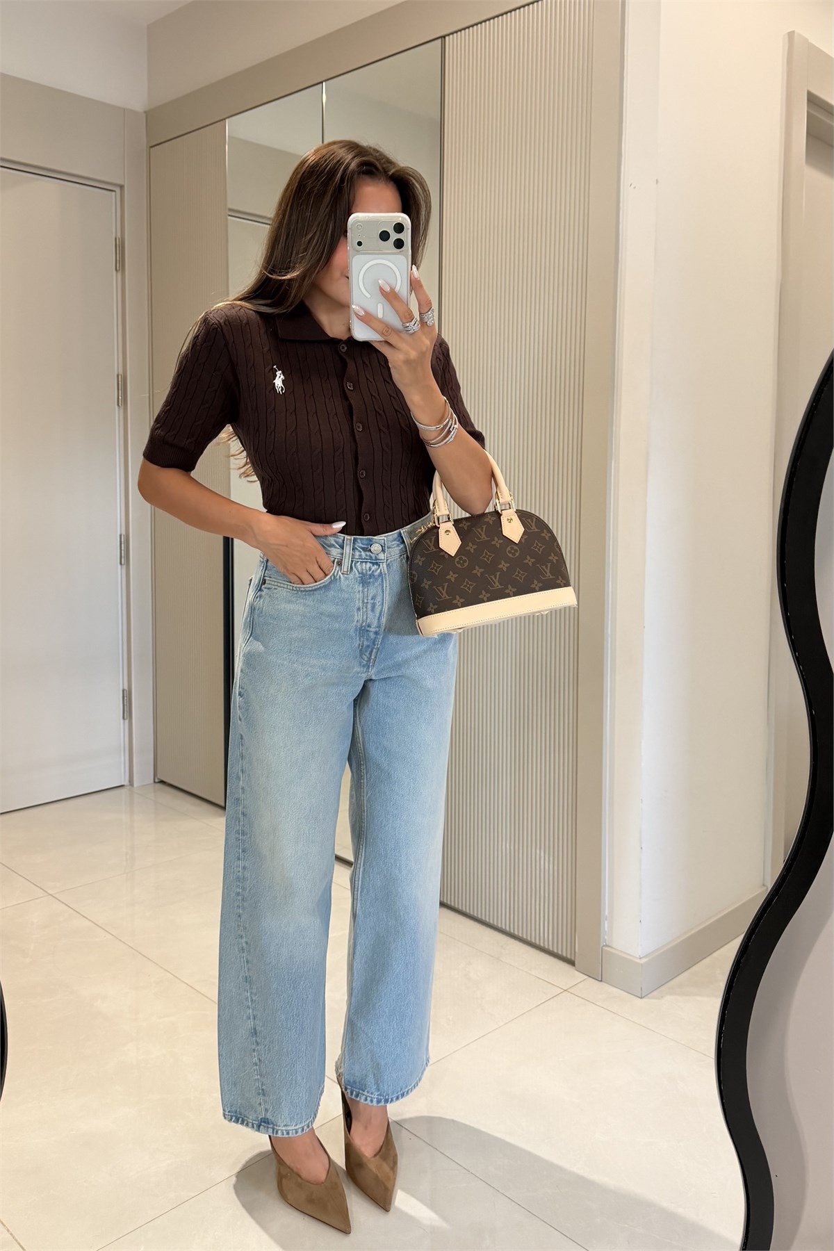 Gamer Midblue Yüksek Bel Baggy Jean