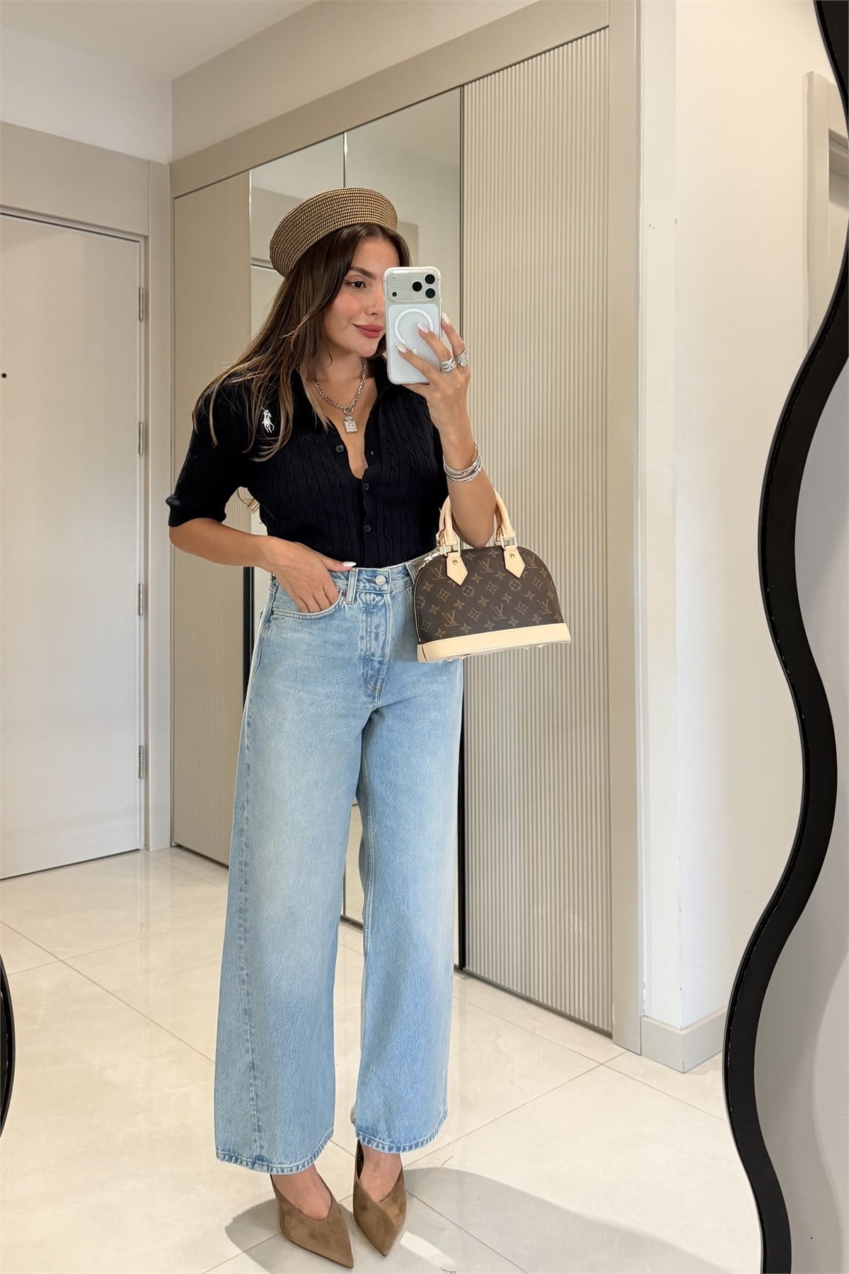 Gamer Midblue Yüksek Bel Baggy Jean