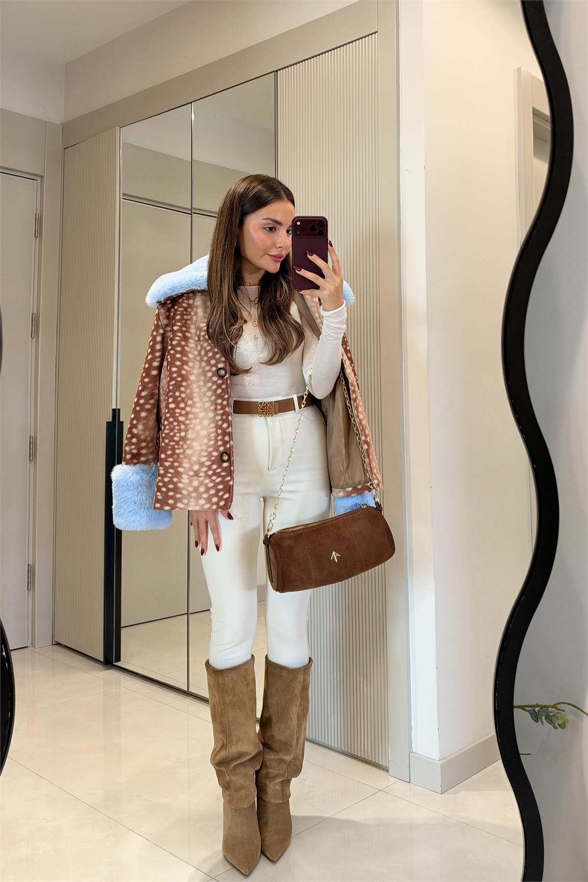 Gazelle Mavi Peluş Detaylı Bambi Mont