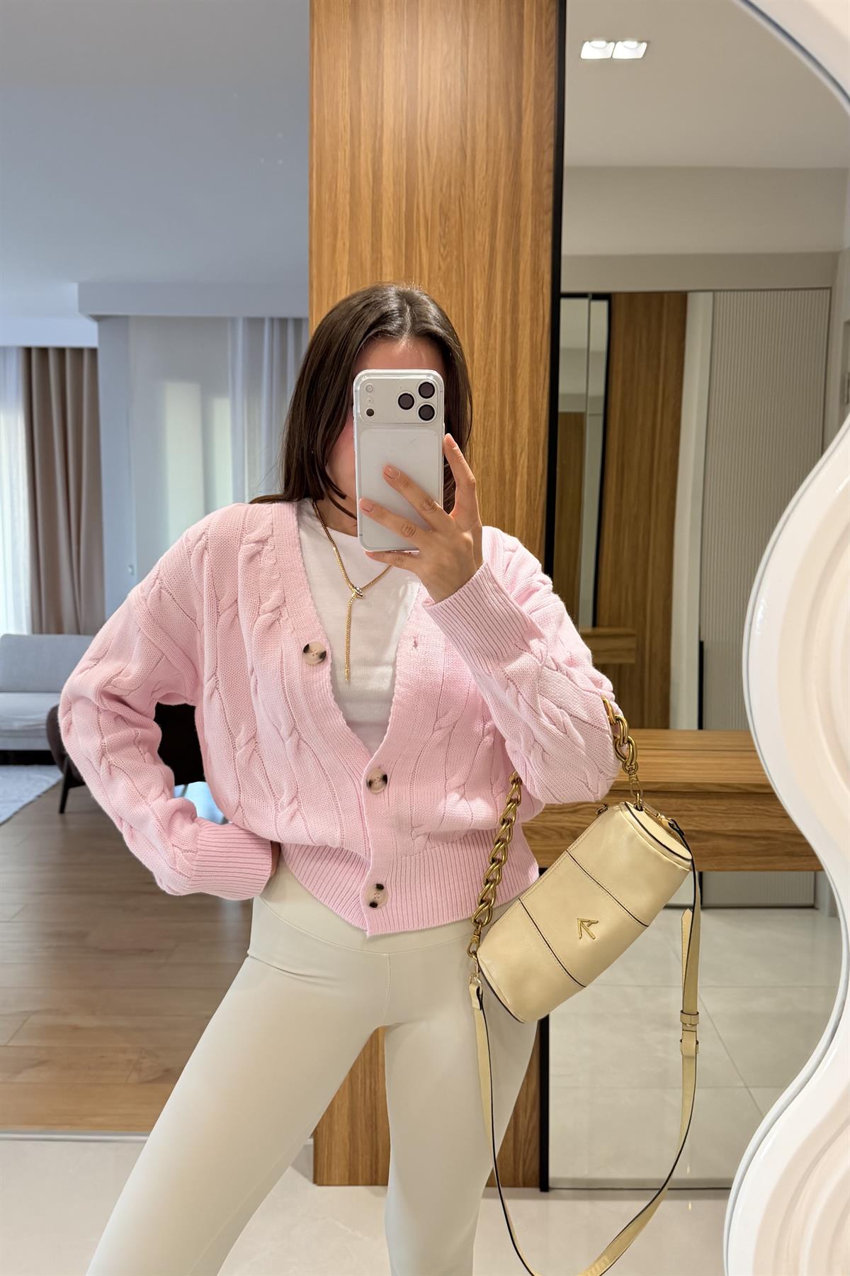 Gigi Pembe Baklava Hırka 