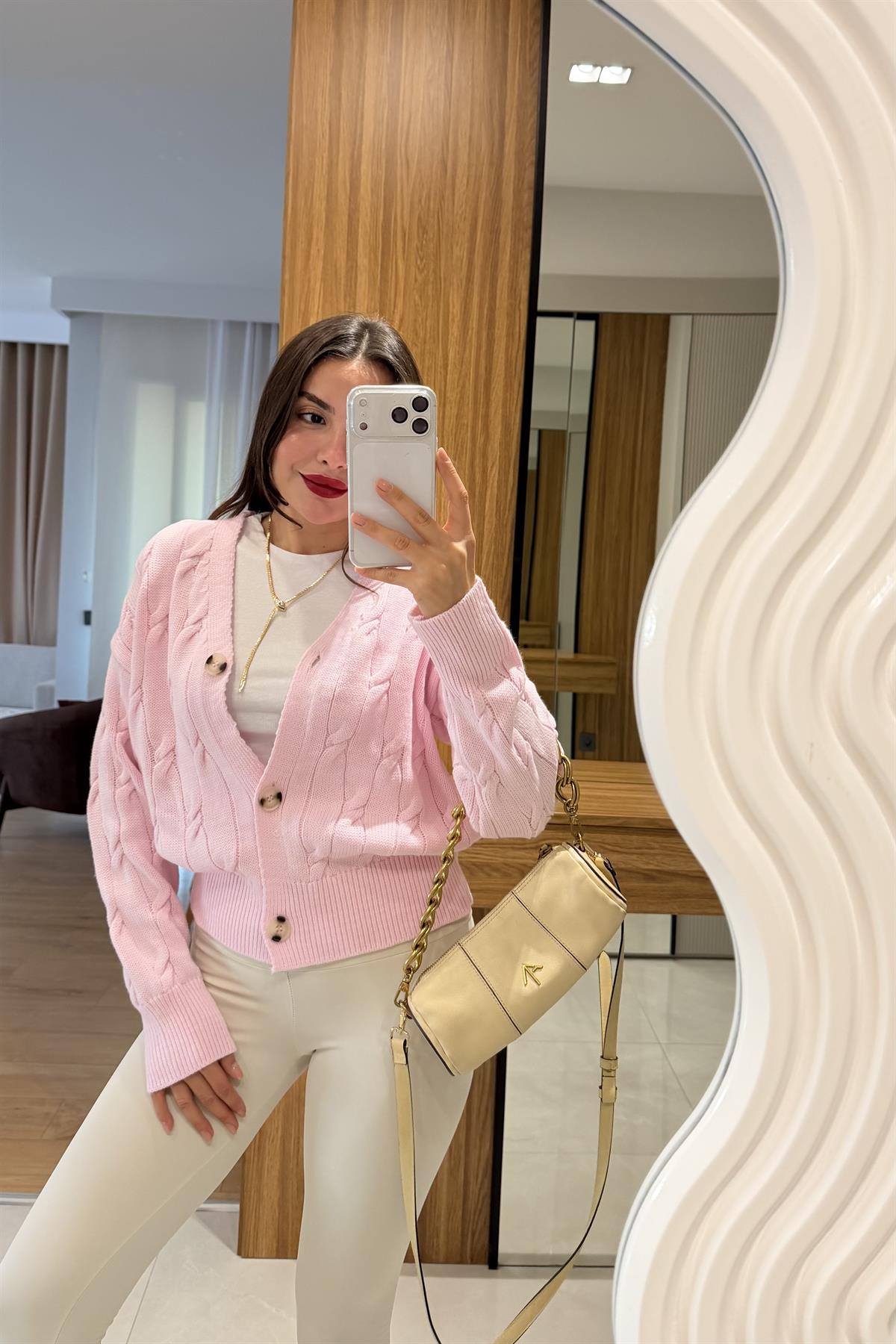 Gigi Pembe Baklava Hırka 