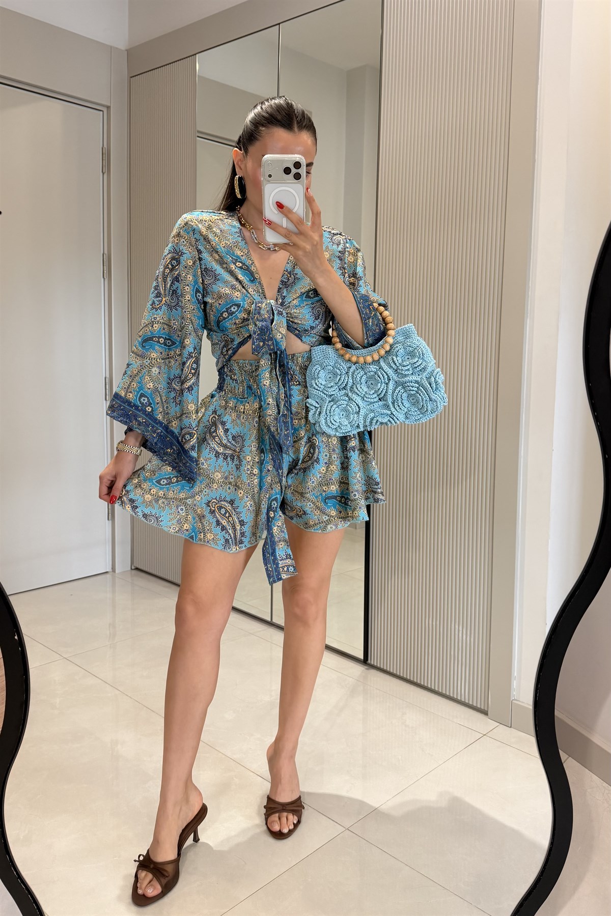 Gipsy Bej Etnik Şortlu İthal Takım