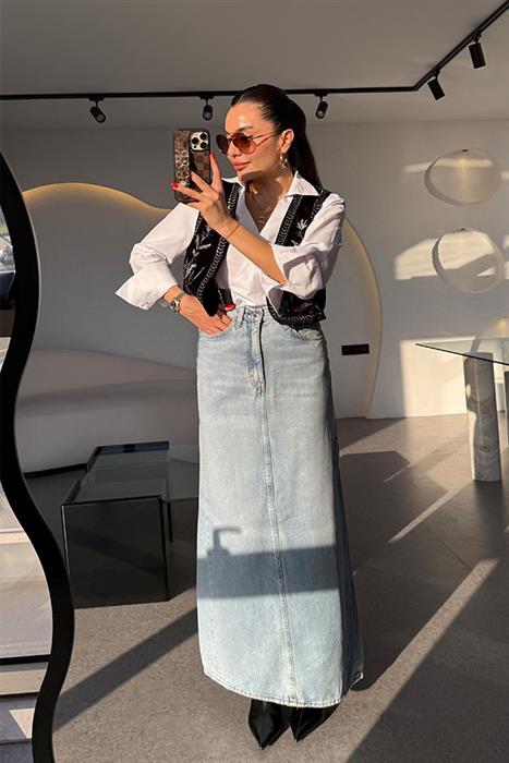 Gipsy Lightblue Maxi Boy Denim Etek