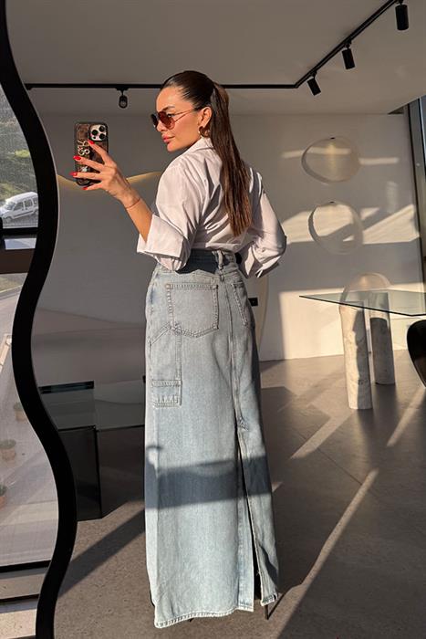 Gipsy Lightblue Maxi Boy Denim Etek