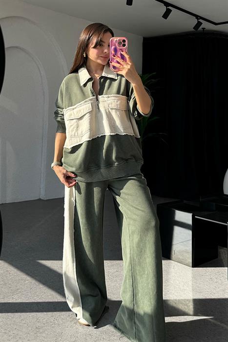 Giselle Gabardin Haki Geçişli Takım 