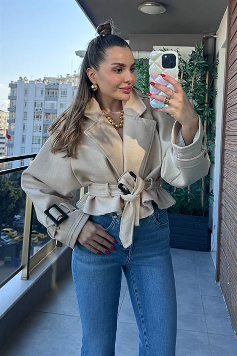 Giuly Reglan Kısa Ceket - Taş