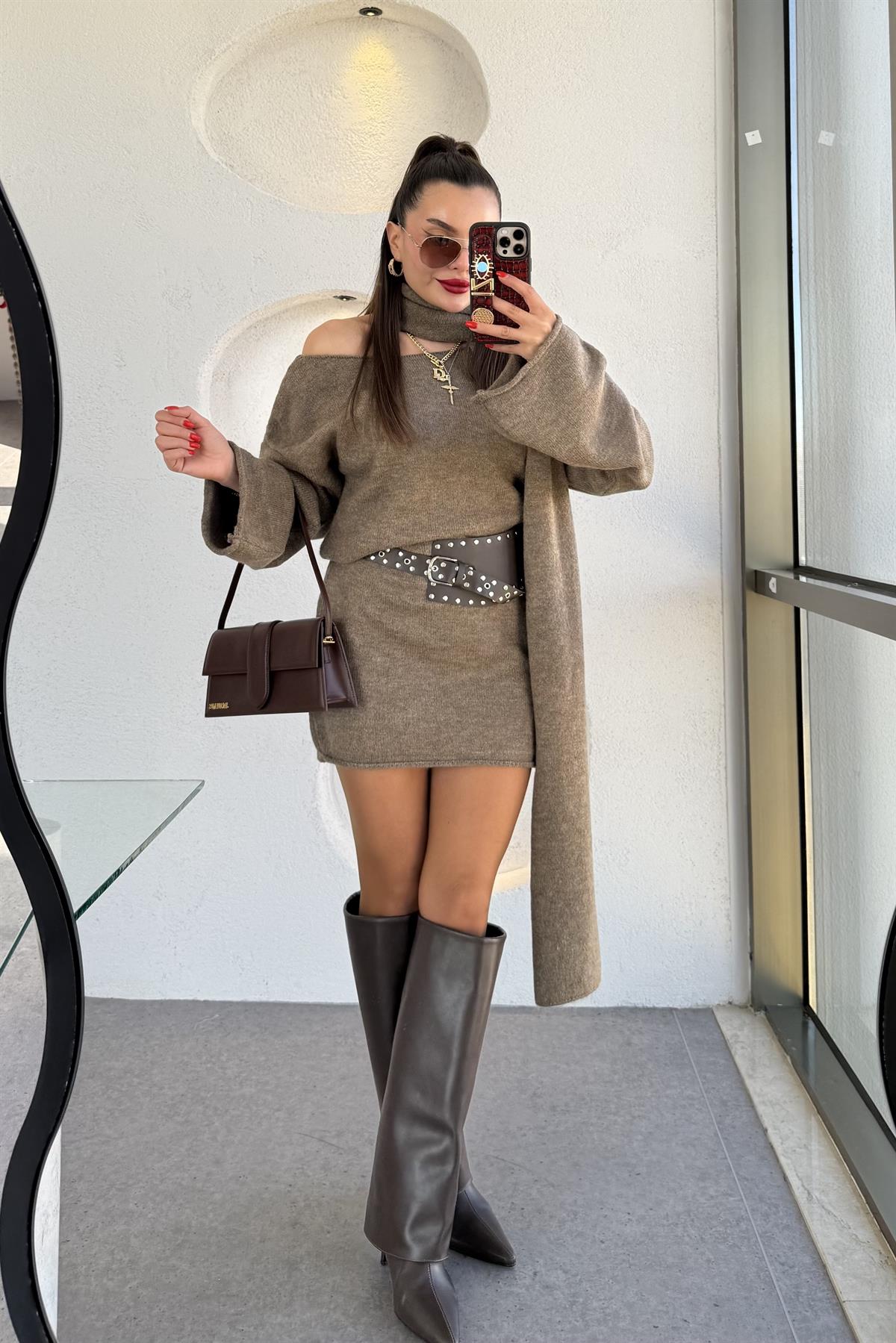 Glady Vizon İki Parça Triko Elbise 