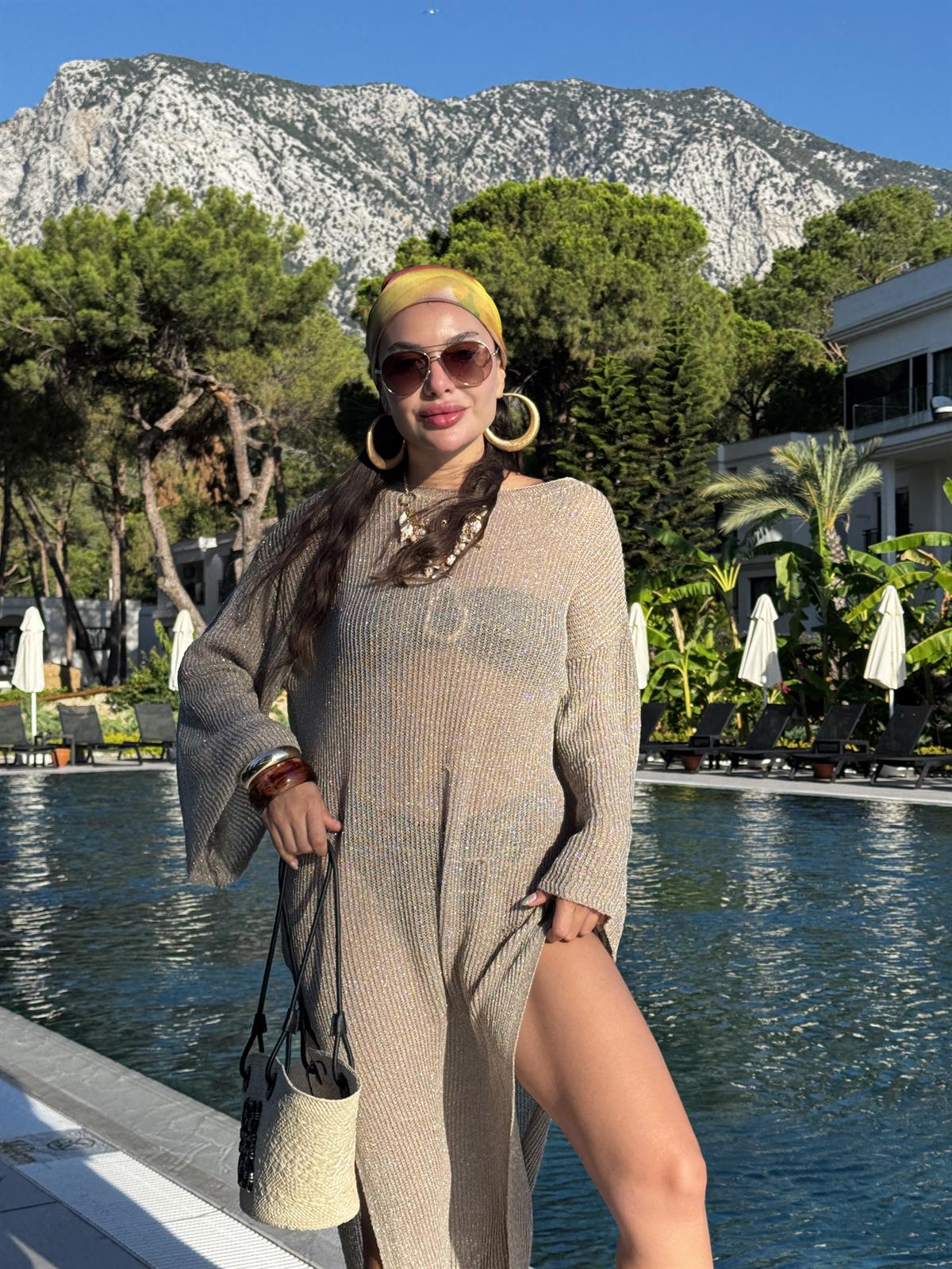 Glenn Uzun Simli Plaj Elbisesi