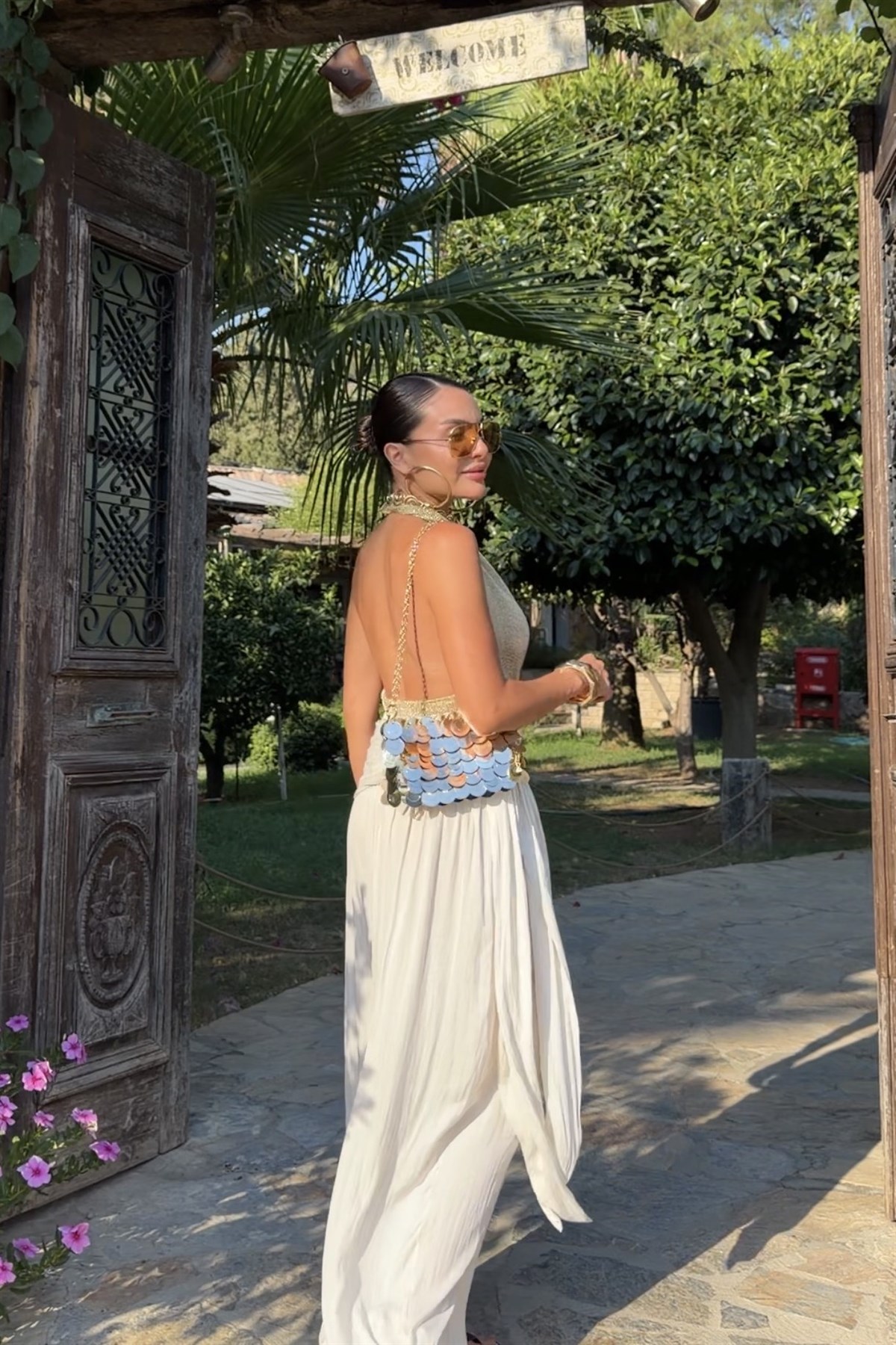 Glitter Gold Degaje Yaka Bluz