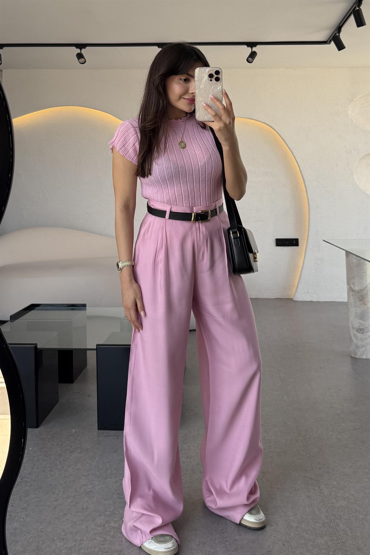 Glorinda Pembe Ketenimsi Pantolon