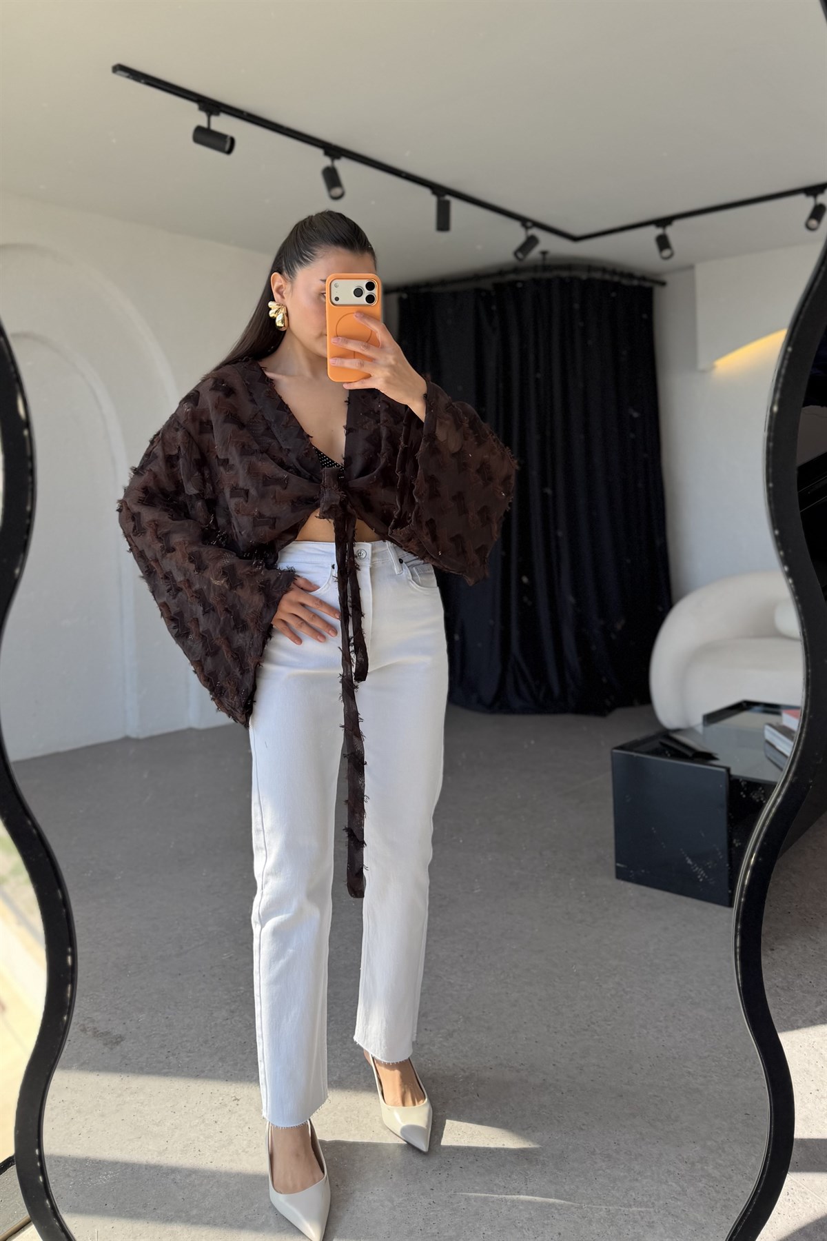 Godise Beyaz Yüksek Bel Düz Paça Jean