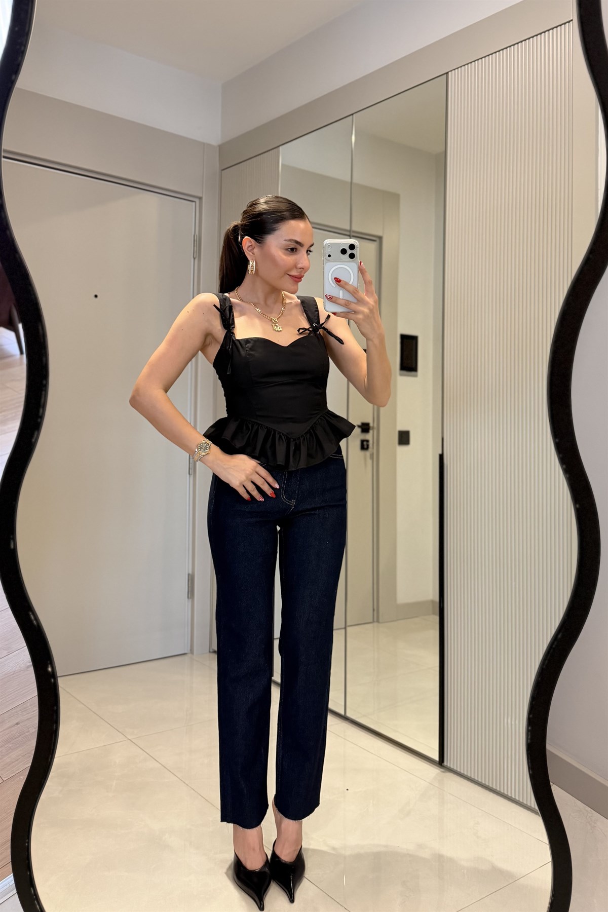 Godise Darkblue Yüksek Bel Düz Paça Jean