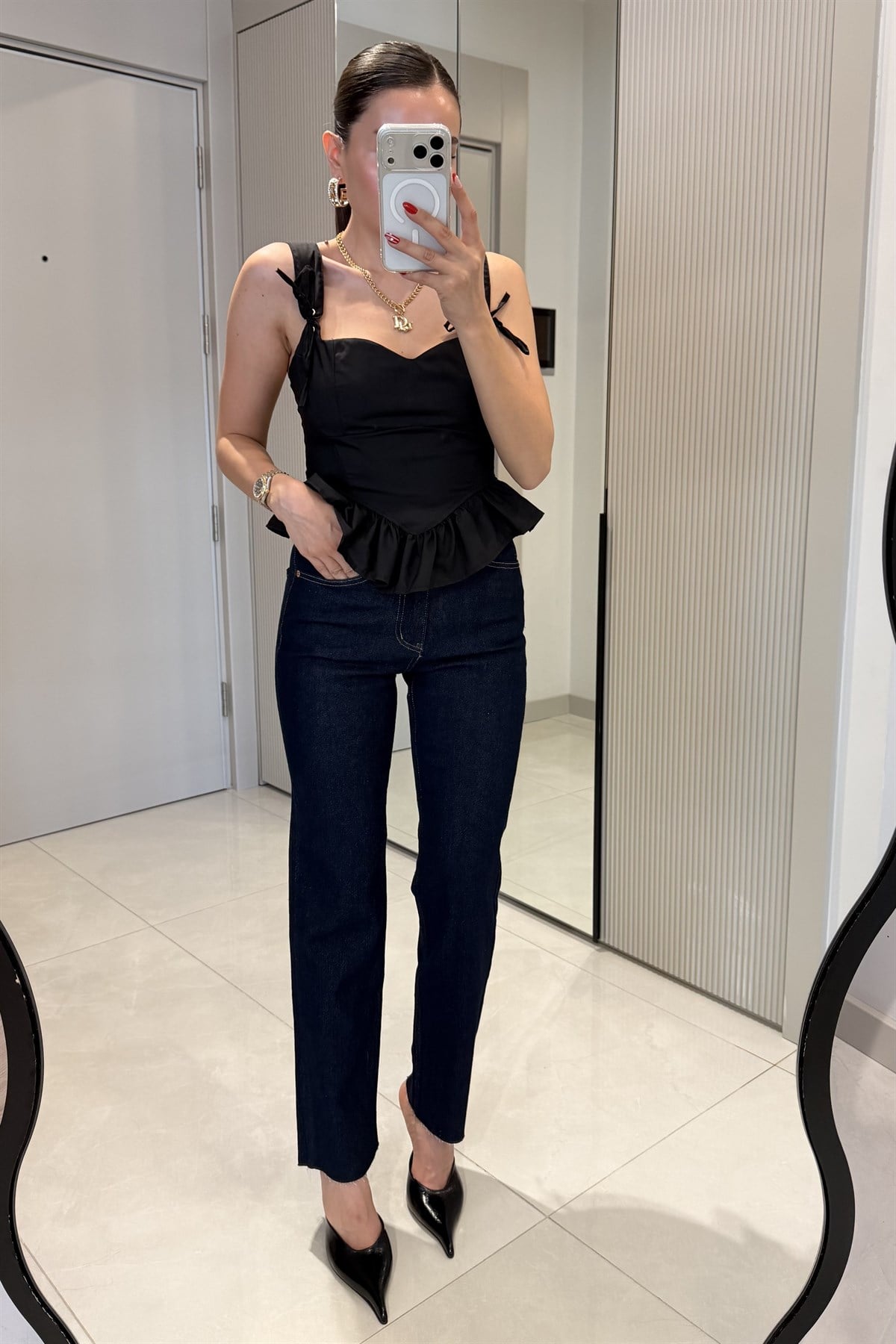 Godise Darkblue Yüksek Bel Düz Paça Jean