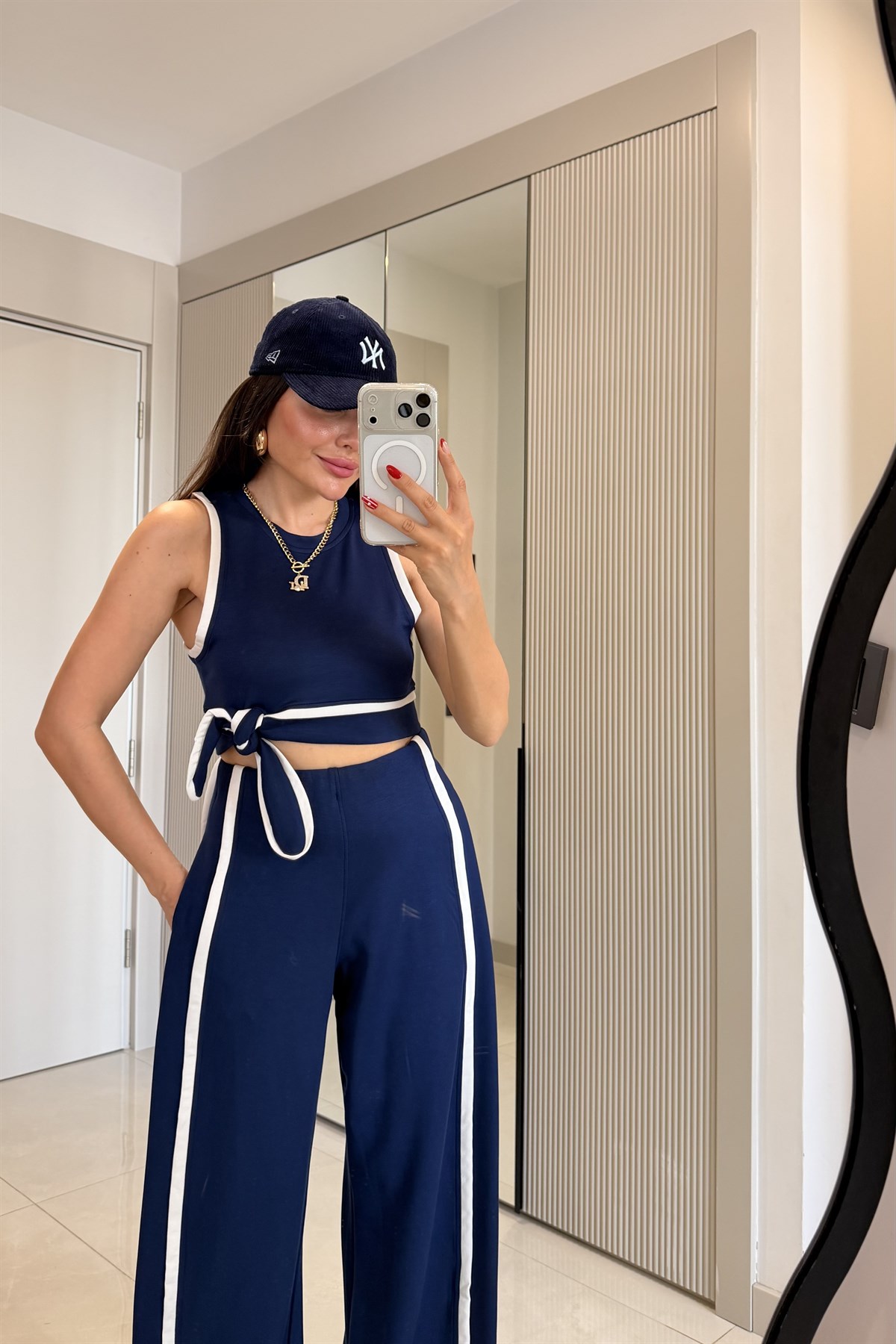 Grace Lacivert Bağlama Detaylı Biyeli Modal Takım