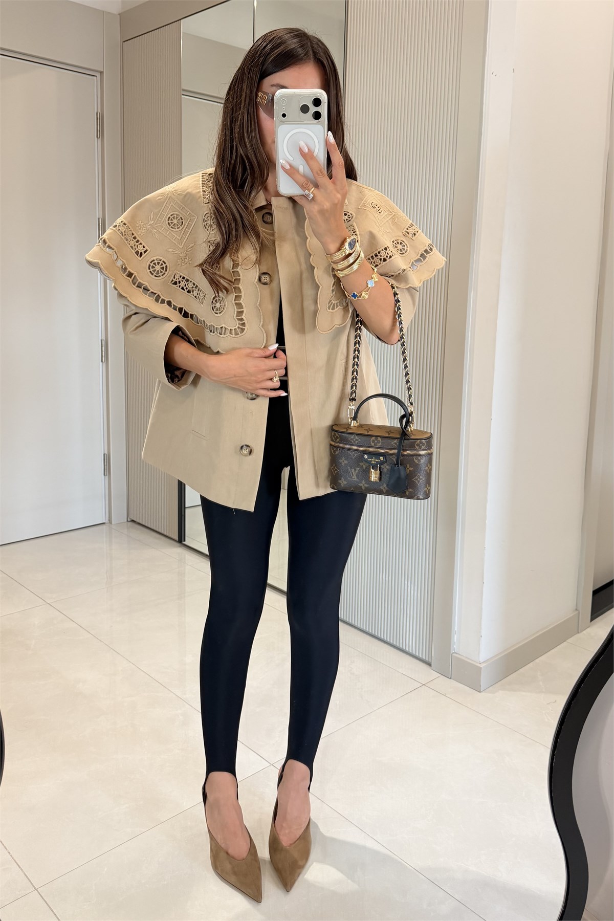 Gravita Camel Nakış Pelerinli Trenç
