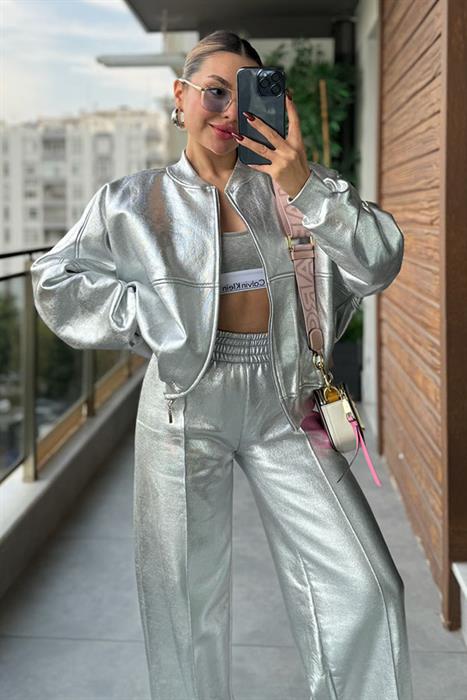 Greyjoy 3 İplik Şardonlu Eşofman Takım - Metalik Silver