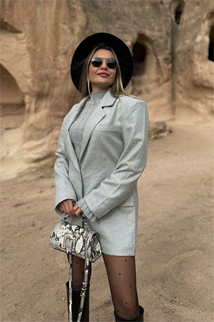 Gri kaşe blazer ceket
