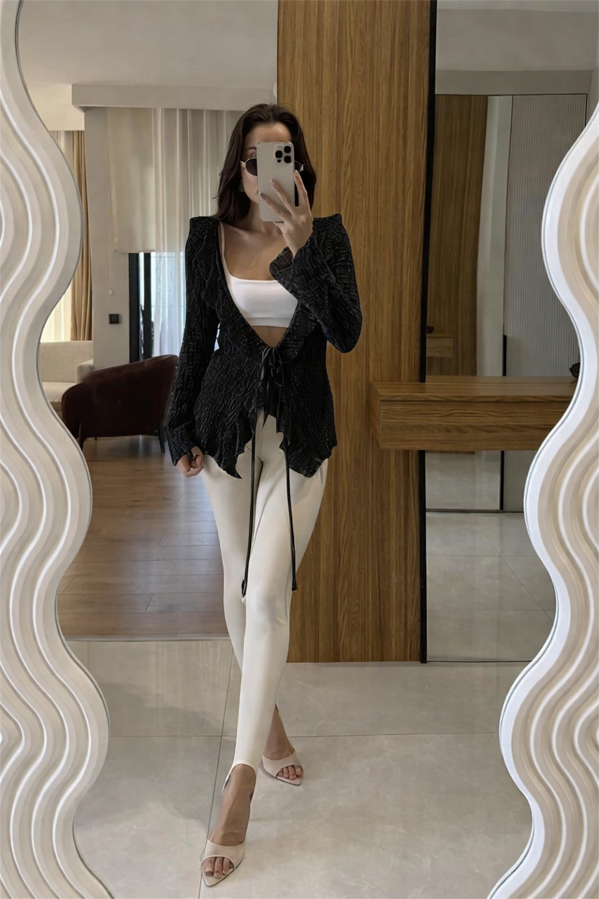 Grimes Siyah Dantel Bluz 