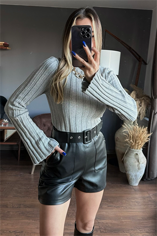 Hands Off gri çizgili triko