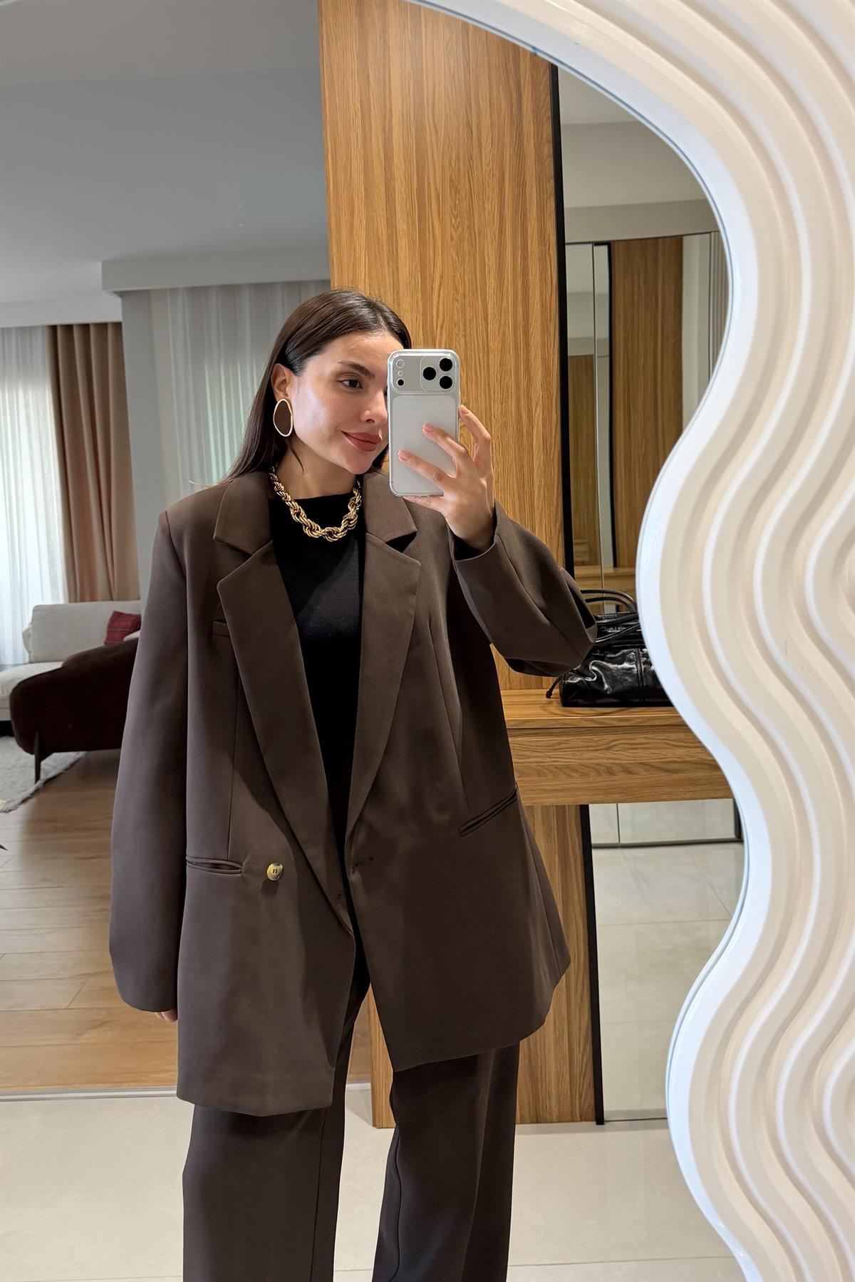 Hankel Kahve Blazer Takım