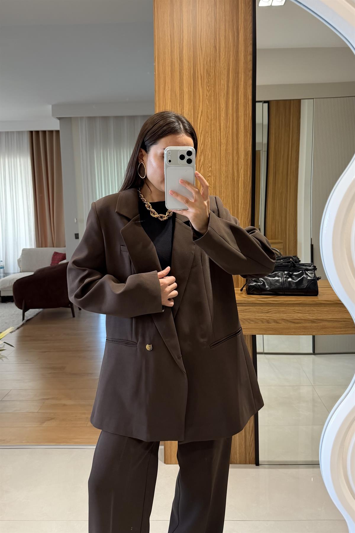 Hankel Kahve Blazer Takım